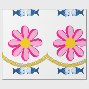 Glossy Wrapping Paper, Floral Gold Chain Fish Paper