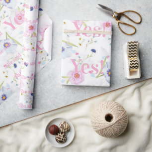 Glossy Wrapping Paper Floral She said Yes!