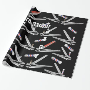 Glossy Wrapping Paper, Future Barber Pole Clippers Wrapping Paper