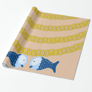 Glossy Wrapping Paper, Gold Chain Fish Paper