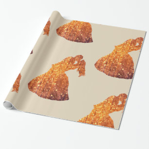 Glossy Wrapping Paper, Golden Couple, Kiss,Romance Wrapping Paper