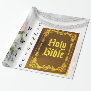 Glossy Wrapping Paper, Holy Bible First Communion Paper