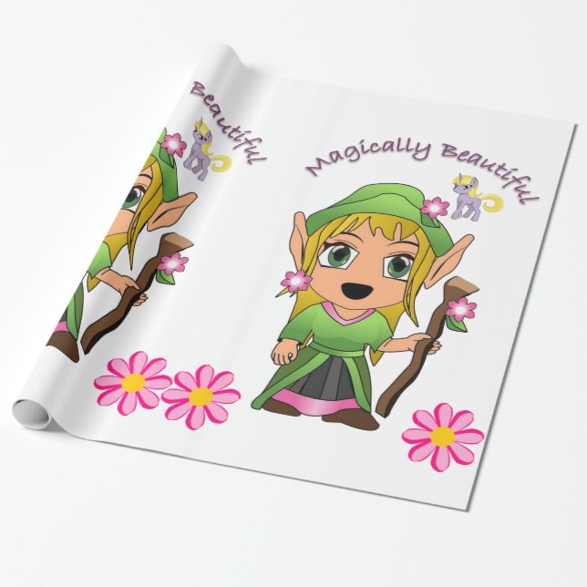 Glossy Wrapping Paper, Magically Fairy Paper (Unrolled)