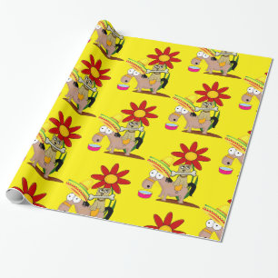 Glossy Wrapping Paper, Mexican Man Donkey Sombrero Paper