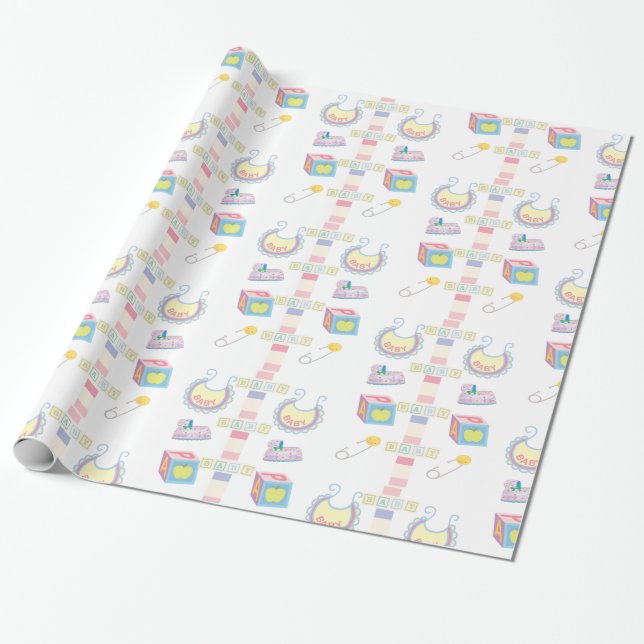 Glossy Wrapping Paper New Baby Shower (Unrolled)