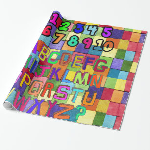 Glossy Wrapping Paper, Numbers Alphabet Colours Wrapping Paper