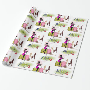 Glossy Wrapping Paper, Paris France Vacation Wrapping Paper