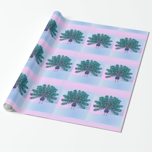 Glossy Wrapping Paper, Peacock Paper (Unrolled)