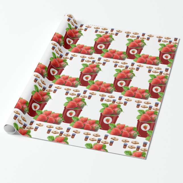 Glossy Wrapping Paper, Peanut Butter Strawberry Wrapping Paper (Unrolled)