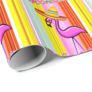Glossy Wrapping Paper Pink Flamingo