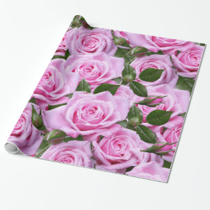 Glossy Wrapping Paper, Pink Roses Wrapping Paper