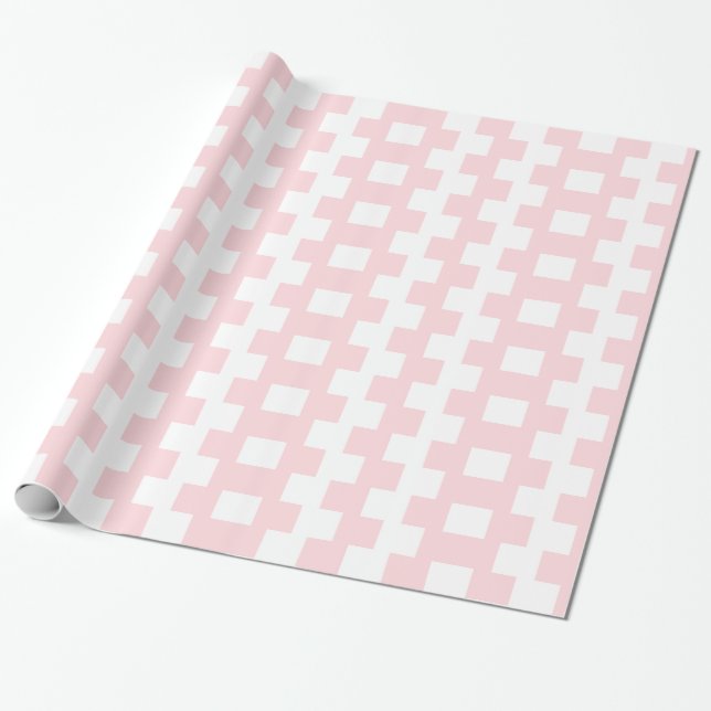 Glossy Wrapping Paper Pink & White Squares (Unrolled)