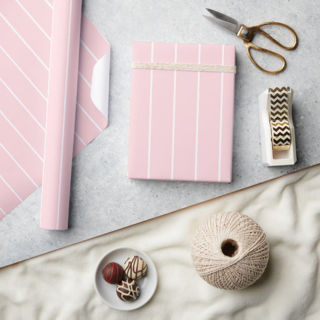 Glossy Wrapping Paper Pink & White Stripe (Crafts)