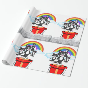 Glossy Wrapping Paper, Rainbow Clouds Cats Wrapping Paper