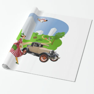 Glossy Wrapping Paper, Retro Woman Wrapping Paper