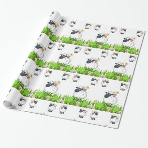Glossy Wrapping Paper, Sheep Floral Wrapping Paper