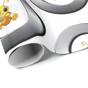 Glossy Wrapping Paper Silver Bumblebee