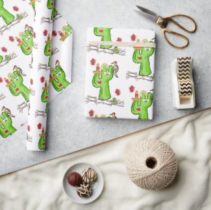 Glossy Wrapping Paper Snake Cactus Bird