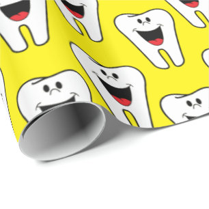 Glossy Wrapping Paper, Teeth Yellow Dentist Paper