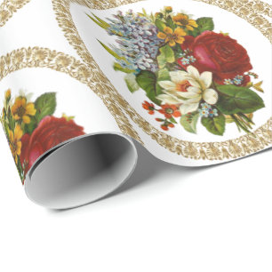 Glossy Wrapping Paper Victorian Floral