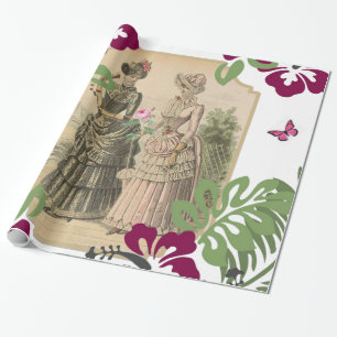 Glossy Wrapping Paper, Victorian Floral Wrapping Paper