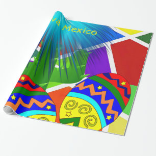 Glossy Wrapping Paper, Viva Mexico Cactus Banjos Wrapping Paper