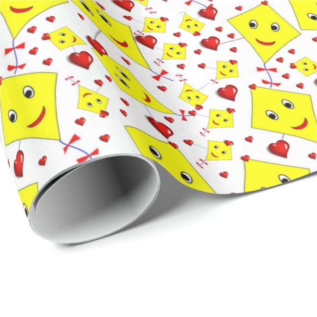 Glossy Wrapping Paper Yellow Kites (Roll Corner)