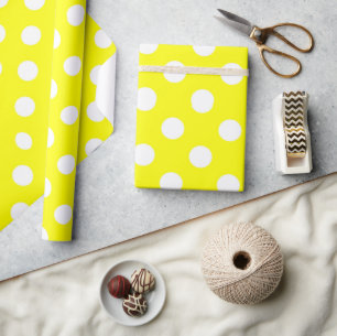 Glossy Wrapping Paper Yellow & White Polka dot 