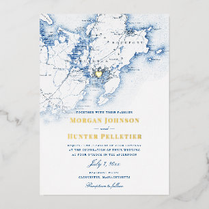 Gloucester Cape Ann Wedding Elegant Navy and Gold