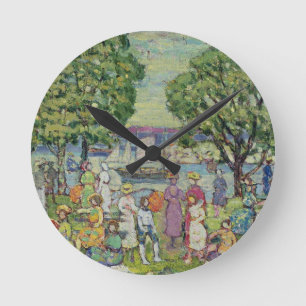 Gloucester Harbour (oil on canvas) Round Clock