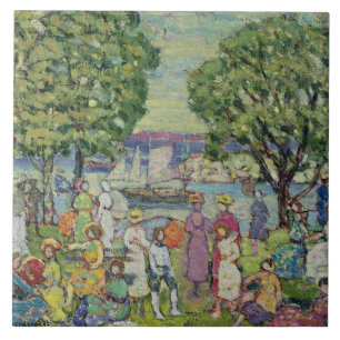 Gloucester Harbour (oil on canvas) Tile