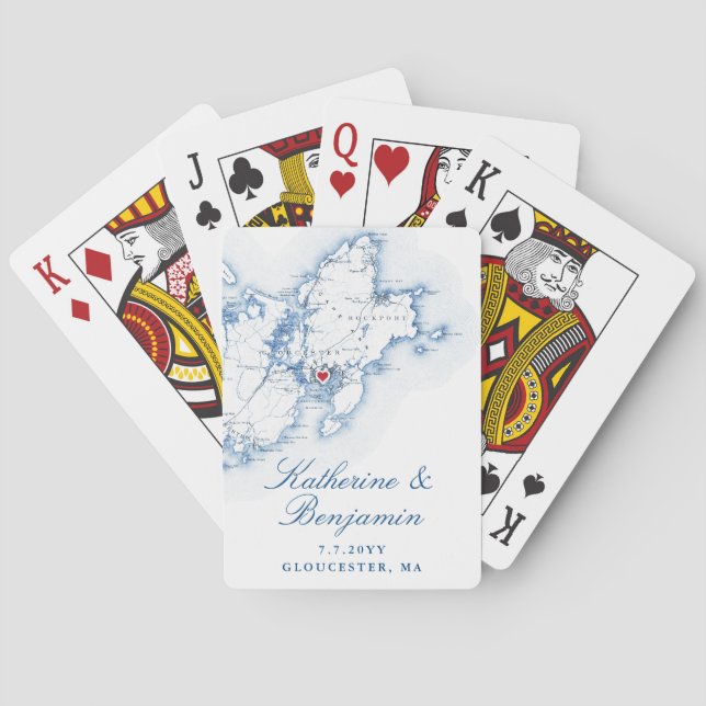 Gloucester MA Cape Ann Destination Wedding Favour  Playing Cards (Back)