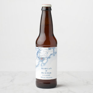 Gloucester MA Destination Wedding Elegant Beer Bottle Label
