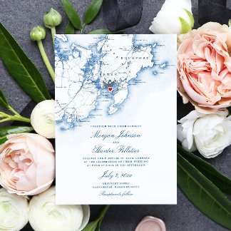 Gloucester MA Elegant Cape Ann Wedding Invitation