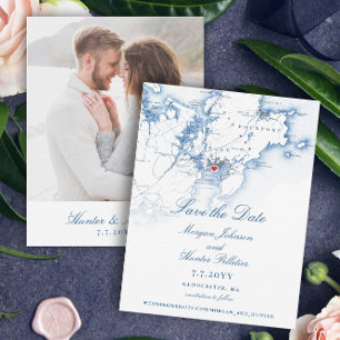 Gloucester MA Elegant Navy Wedding  Save The Date