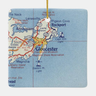 Gloucester MA Vintage Map Ceramic Ornament