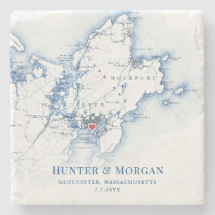 Gloucester Massachusetts Destination Wedding Favou Stone Coaster