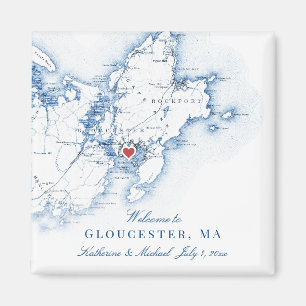 Gloucester Massachusetts Map Wedding Favour Magnet