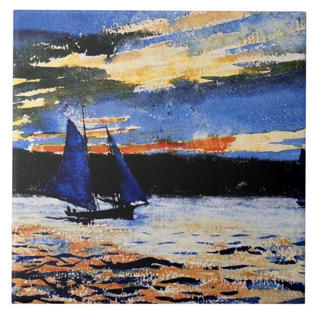 Gloucester Sunset painting by Winslow Homer, Tile (Front)