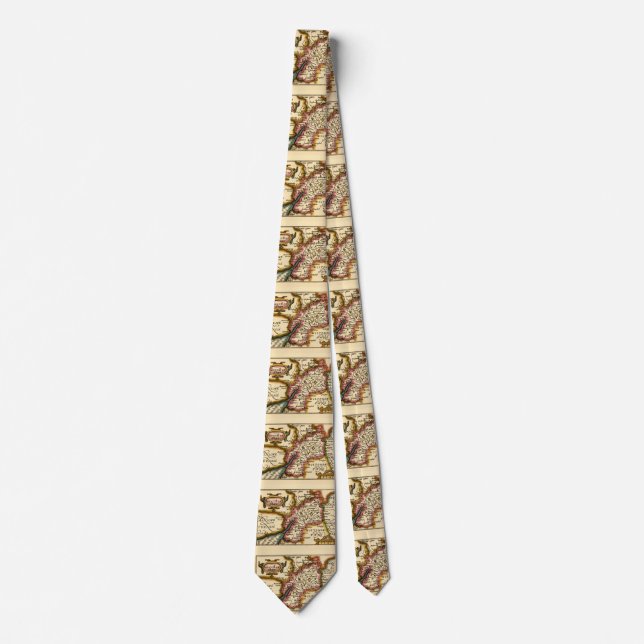 Gloucestershire County England Old Antiquarian Map Tie (Front)