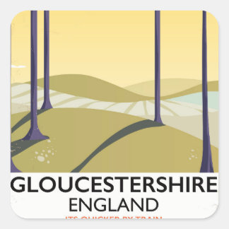 Gloucestershire, England Train travel poster. Square Sticker