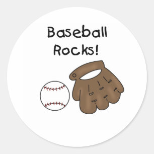 Glove and Ball Baseball Rocks Classic Round Sticker