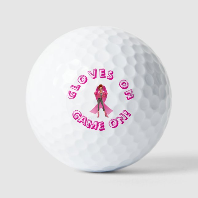 Gloves On, Game On! Breast Cancer Awareness Golf Balls (Front)