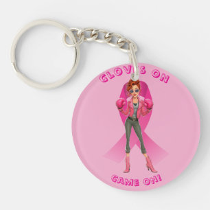 Gloves On, Game On! Breast Cancer Awareness Key Ring