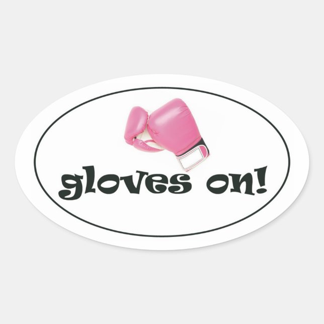 Gloves On! Pastel Pink Boxing Gloves Oval Sticker (Front)