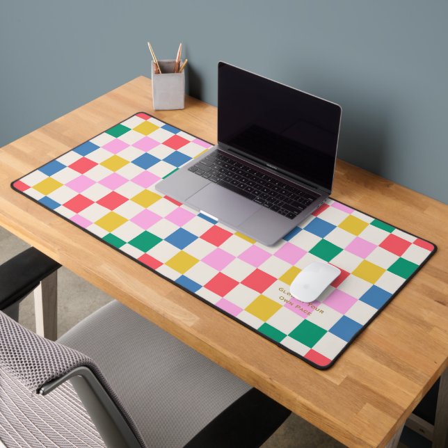  Glow at Your Own Pace Colourful Chequered Desk Mat (Office 2)