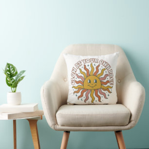 Glow At Your Own Pace Retro Sun Aesthetic Cushion
