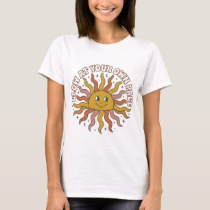 Glow At Your Own Pace Retro Sun Aesthetic T-Shirt