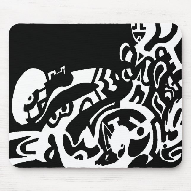 "Glow" B&W Abstract Art Mouse Mat (Front)