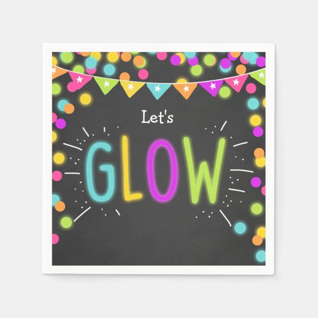 Glow birthday Paper Napkins Neon Disco party Laser (Front)